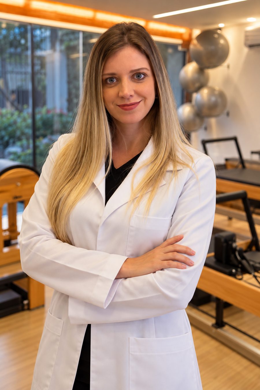 Gabriela, fisioterapeuta e fundadora da Las Bayonas, no estúdio